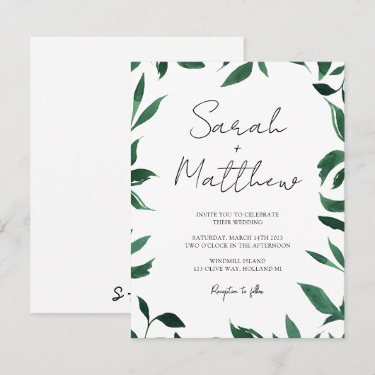 Eenvoudige en elegante huwelijksuitnodiging aankondiging (Voorkant / Achterkant)