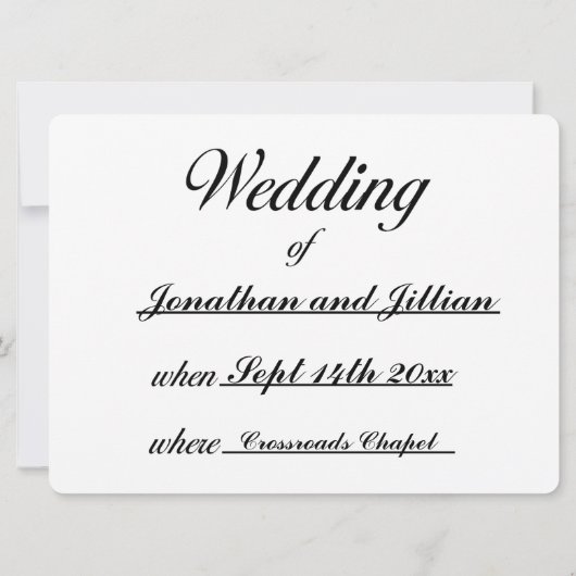 Eenvoudige en elegante huwelijksuitnodigingen kaart (Achterkant)