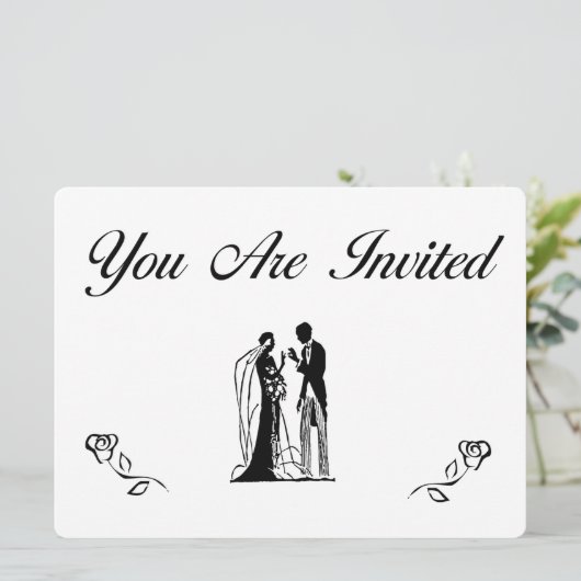 Eenvoudige en elegante huwelijksuitnodigingen kaart (Staand voorkant)