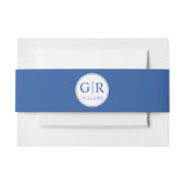 Eenvoudige en elegante initialen blauwe bruiloft uitnodigingen wikkel (Voorkant Voorbeeld)