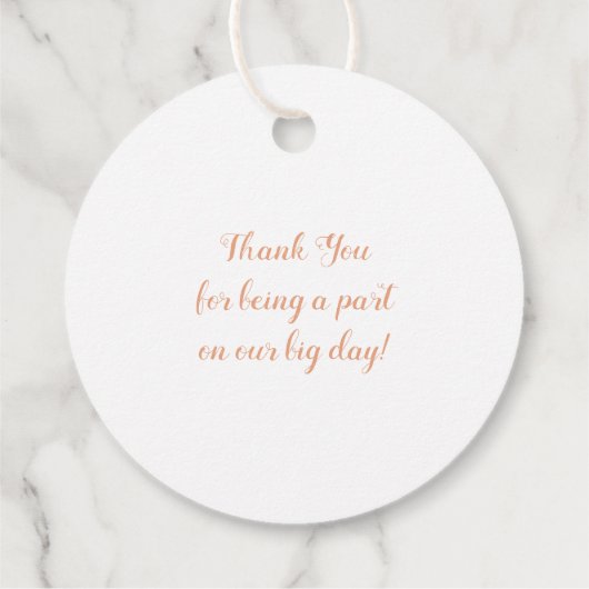 Eenvoudige en elegante initialen voor perzikbruilo bedankjes labels (Achterkant)