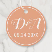 Eenvoudige en elegante initialen voor perzikbruilo bedankjes labels (Voorkant)