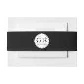 Eenvoudige en elegante initialen zwarte bruiloft uitnodigingen wikkel (Voorkant Voorbeeld)