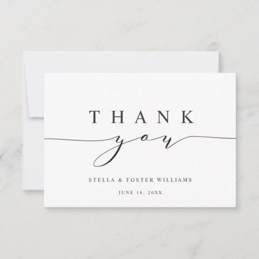Eenvoudige en elegante kalligrafie Hartelijk dank Bedankkaart (Voorkant)