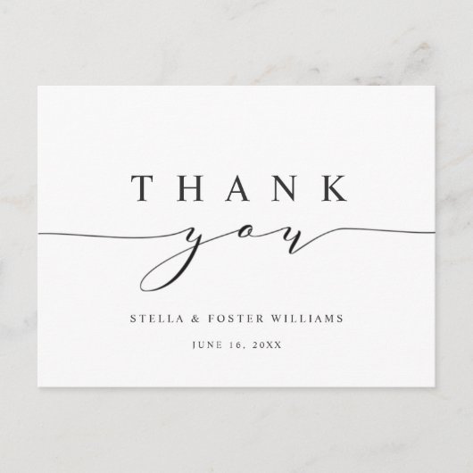 Eenvoudige en elegante kalligrafie Hartelijk dank Briefkaart (Voorkant)