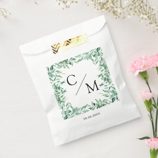 Eenvoudige en elegante monogram eucalyptus bedankzakje (Gezegeld)