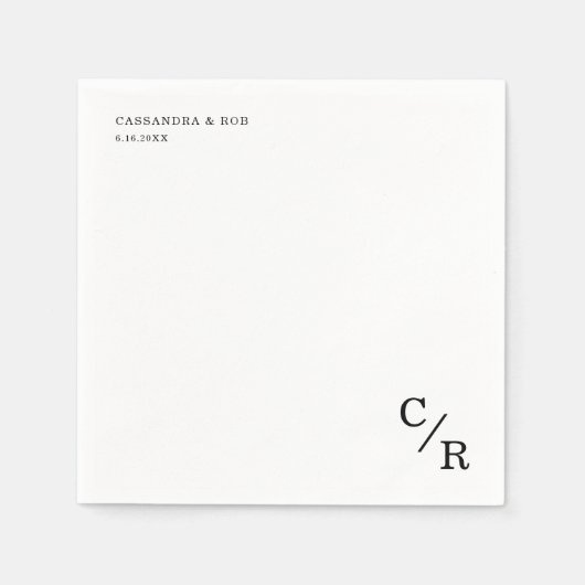 Eenvoudige en Elegante Monogram Initialen Bruiloft Servet (Voorkant)