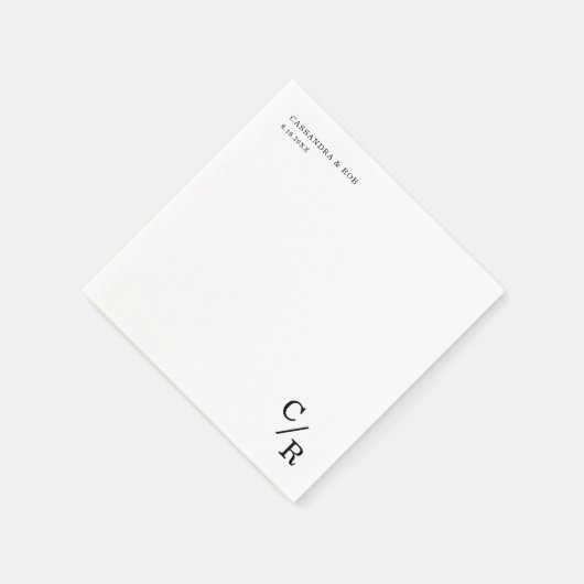 Eenvoudige en Elegante Monogram Initialen Bruiloft Servet (Hoek)