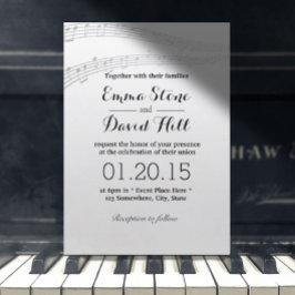 Eenvoudige en elegante Muzieknoten Wedding Invitat Kaart
