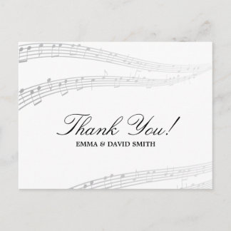 Eenvoudige en elegante muzikale bedankkaarten briefkaart