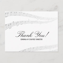 Eenvoudige en elegante muzikale bedankkaarten briefkaart