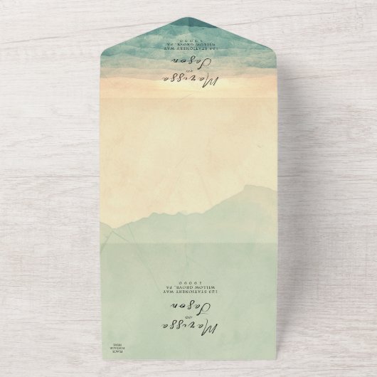 Eenvoudige en elegante Natuur scene bruiloft All In One Uitnodiging (Buitenkant)