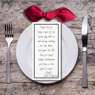 Eenvoudige en elegante ontvangst bedankkaart