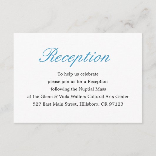 Eenvoudige en elegante opvangkaart informatiekaartje (Voorkant)