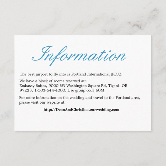 Eenvoudige en elegante opvangkaart informatiekaartje (Achterkant)