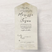 Eenvoudige en elegante oude papieren bruiloft all in one uitnodiging (Binnen)