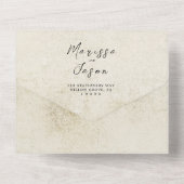 Eenvoudige en elegante oude papieren bruiloft all in one uitnodiging (Achterkant)