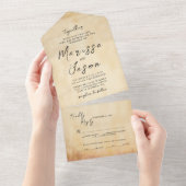 Eenvoudige en elegante oude rustieke bruiloft all in one uitnodiging (Afscheurbaar)