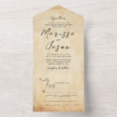 Eenvoudige en elegante oude rustieke bruiloft all in one uitnodiging (Binnen)