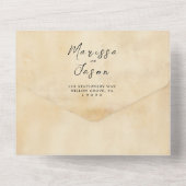 Eenvoudige en elegante oude rustieke bruiloft all in one uitnodiging (Achterkant)