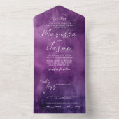 Eenvoudige en elegante Paarse bruiloft All In One Uitnodiging (Binnen)