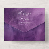 Eenvoudige en elegante Paarse bruiloft All In One Uitnodiging (Achterkant)