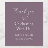 Eenvoudige en elegante Paarse bruiloft Wijn Etiket (Enkel label)