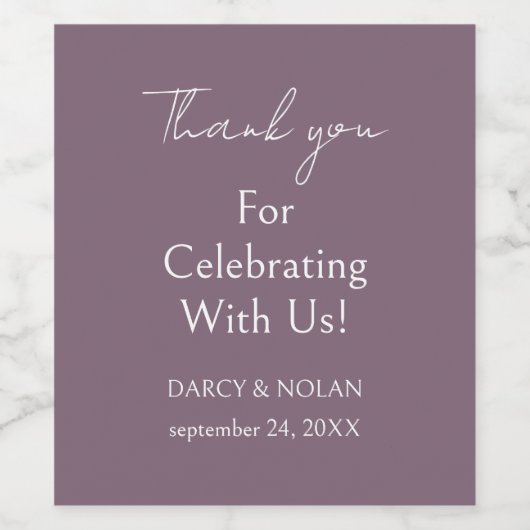 Eenvoudige en elegante Paarse bruiloft Wijn Etiket (Enkel label)