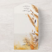 Eenvoudige en elegante Pampas bruiloft All In One Uitnodiging (Buitenkant)