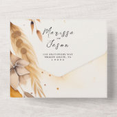 Eenvoudige en elegante Pampas bruiloft All In One Uitnodiging (Achterkant)