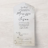 Eenvoudige en elegante parels bruiloft all in one uitnodiging (Binnen)