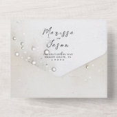 Eenvoudige en elegante parels bruiloft all in one uitnodiging (Achterkant)