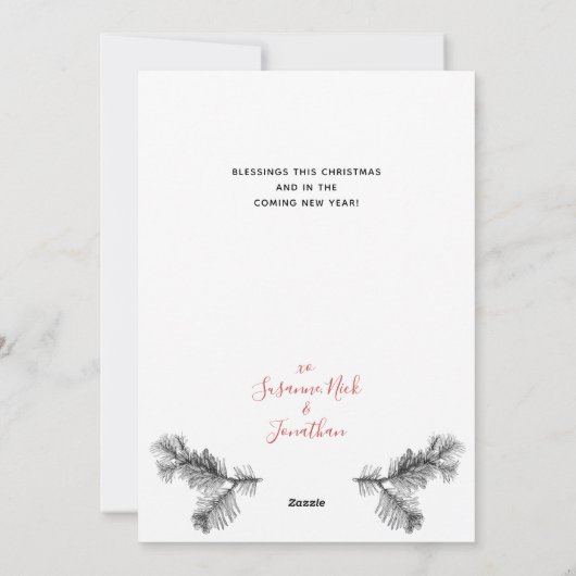 Eenvoudige en elegante Pine Sprig Holiday Kaart (Achterkant)