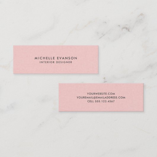 Eenvoudige en elegante Pink Linen Professional Mini Visitekaartje (Voorkant / Achterkant)