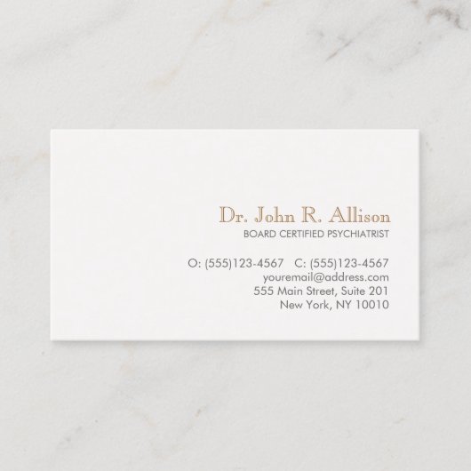 Eenvoudige en elegante professionele psychiater visitekaartje (Voorkant)