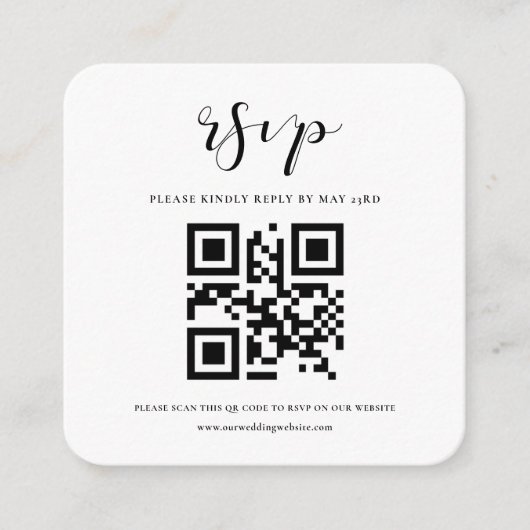 Eenvoudige en elegante QR-code RSVP-respons Informatiekaartje (Voorkant)