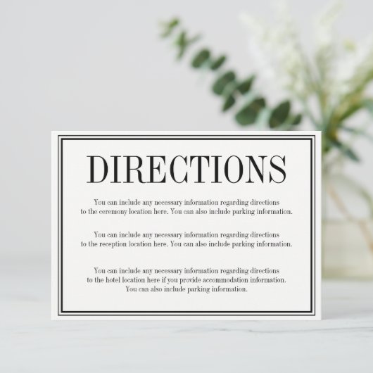 Eenvoudige en Elegante Richtingen Enclosure Kaart (Staand voorkant)