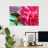 Eenvoudige en elegante roze pioenenbloem botanisch poster (Thuiskantoor)