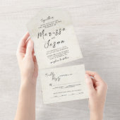 Eenvoudige en elegante rustieke Beige bruiloft All In One Uitnodiging (Afscheurbaar)