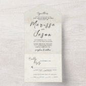 Eenvoudige en elegante rustieke Beige bruiloft All In One Uitnodiging (Binnen)