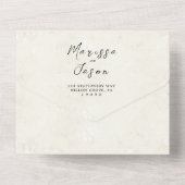 Eenvoudige en elegante rustieke Beige bruiloft All In One Uitnodiging (Achterkant)