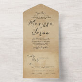 Eenvoudige en elegante rustieke bruiloft all in one uitnodiging (Binnen)