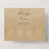 Eenvoudige en elegante rustieke bruiloft all in one uitnodiging (Achterkant)