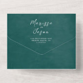 Eenvoudige en elegante rustieke groene bruiloft all in one uitnodiging (Achterkant)