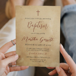 Eenvoudige en elegante rustieke meisje doop kaart