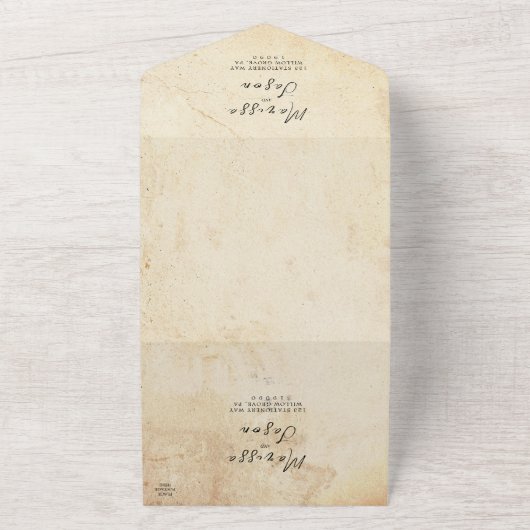 Eenvoudige en elegante rustieke stenen bruiloft all in one uitnodiging (Buitenkant)