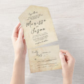 Eenvoudige en elegante rustieke stenen bruiloft all in one uitnodiging (Afscheurbaar)