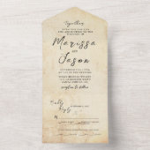 Eenvoudige en elegante rustieke stenen bruiloft all in one uitnodiging (Binnen)