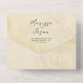 Eenvoudige en elegante rustieke stenen bruiloft all in one uitnodiging (Achterkant)