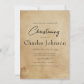 Eenvoudige en elegante rustieke zoon doop kaart (Voorkant)